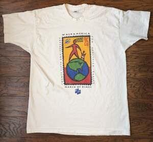 Vintage 1995 March Of Dimes WalkAmerica Tulsa T-Shirt XXL White Single Stitch
